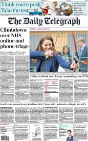 The Daily Telegraph () Newspaper Front Page for 14 May 2021