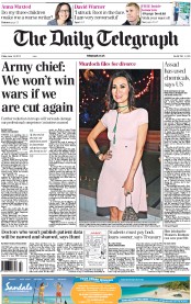 The Daily Telegraph () Newspaper Front Page for 14 June 2013