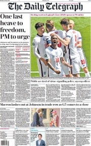 The Daily Telegraph () Newspaper Front Page for 14 June 2021