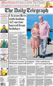 The Daily Telegraph () Newspaper Front Page for 14 July 2021