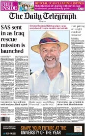 The Daily Telegraph () Newspaper Front Page for 14 August 2014