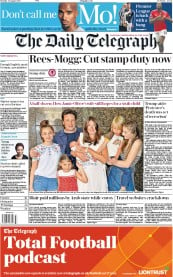 The Daily Telegraph () Newspaper Front Page for 14 August 2017