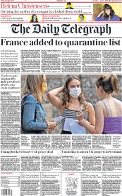 The Daily Telegraph () Newspaper Front Page for 14 August 2020