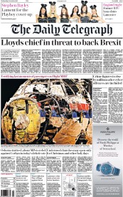 The Daily Telegraph () Newspaper Front Page for 15 October 2015
