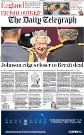 The Daily Telegraph () Newspaper Front Page for 15 October 2019