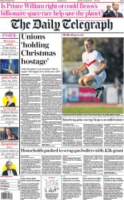 The Daily Telegraph () Newspaper Front Page for 15 October 2021