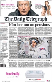 The Daily Telegraph () Newspaper Front Page for 15 January 2016