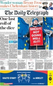 The Daily Telegraph () Newspaper Front Page for 15 March 2019