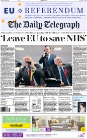 The Daily Telegraph () Newspaper Front Page for 15 April 2016