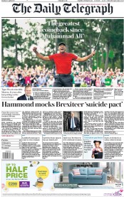 The Daily Telegraph () Newspaper Front Page for 15 April 2019
