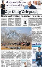 The Daily Telegraph () Newspaper Front Page for 15 May 2018