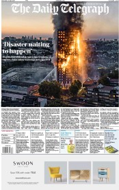 The Daily Telegraph () Newspaper Front Page for 15 June 2017