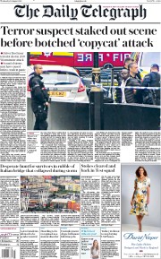 The Daily Telegraph () Newspaper Front Page for 15 August 2018