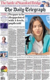The Daily Telegraph () Newspaper Front Page for 15 August 2022