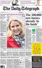 The Daily Telegraph () Newspaper Front Page for 15 September 2011