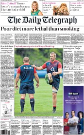 The Daily Telegraph () Newspaper Front Page for 15 September 2015