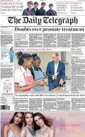 The Daily Telegraph () Newspaper Front Page for 15 September 2016