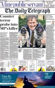 The Daily Telegraph () Newspaper Front Page for 16 October 2021