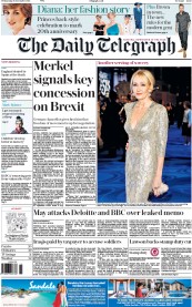 The Daily Telegraph () Newspaper Front Page for 16 November 2016