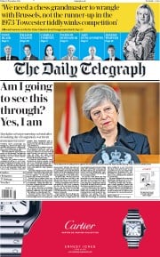 The Daily Telegraph () Newspaper Front Page for 16 November 2018