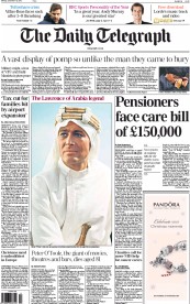 The Daily Telegraph () Newspaper Front Page for 16 December 2013
