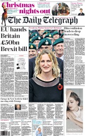 The Daily Telegraph () Newspaper Front Page for 16 December 2016