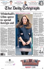 The Daily Telegraph () Newspaper Front Page for 16 January 2015