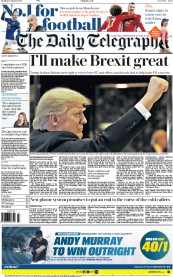 The Daily Telegraph () Newspaper Front Page for 16 January 2017