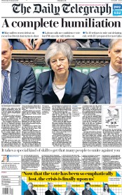 The Daily Telegraph () Newspaper Front Page for 16 January 2019