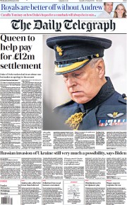The Daily Telegraph () Newspaper Front Page for 16 February 2022