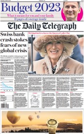 The Daily Telegraph () Newspaper Front Page for 16 March 2023