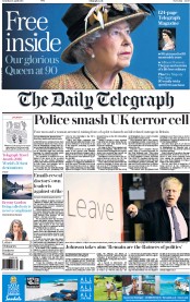 The Daily Telegraph () Newspaper Front Page for 16 April 2016