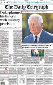 The Daily Telegraph () Newspaper Front Page for 16 April 2021