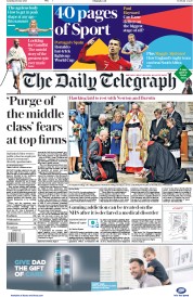 The Daily Telegraph () Newspaper Front Page for 16 June 2018