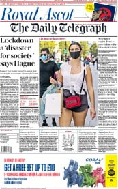 The Daily Telegraph () Newspaper Front Page for 16 June 2020