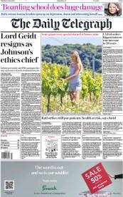 The Daily Telegraph () Newspaper Front Page for 16 June 2022