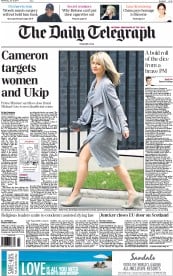 The Daily Telegraph () Newspaper Front Page for 16 July 2014