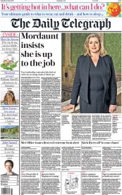 The Daily Telegraph () Newspaper Front Page for 16 July 2022