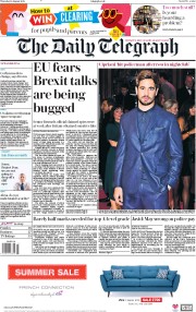 The Daily Telegraph () Newspaper Front Page for 16 August 2018