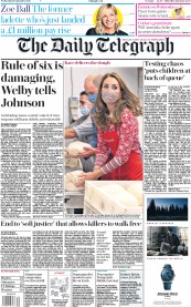 The Daily Telegraph () Newspaper Front Page for 16 September 2020