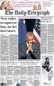 The Daily Telegraph () Newspaper Front Page for 17 November 2016