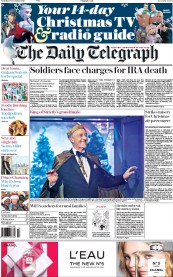 The Daily Telegraph () Newspaper Front Page for 17 December 2016