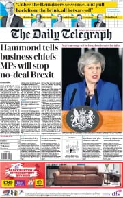 The Daily Telegraph () Newspaper Front Page for 17 January 2019