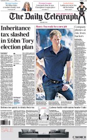 The Daily Telegraph () Newspaper Front Page for 17 March 2015