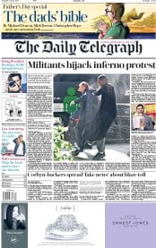 The Daily Telegraph () Newspaper Front Page for 17 June 2017