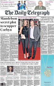 The Daily Telegraph () Newspaper Front Page for 17 August 2015