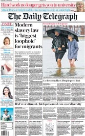 The Daily Telegraph () Newspaper Front Page for 17 August 2022