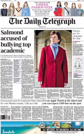 The Daily Telegraph () Newspaper Front Page for 17 September 2014