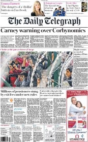 The Daily Telegraph () Newspaper Front Page for 17 September 2015