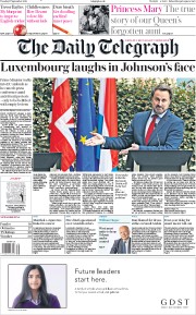The Daily Telegraph () Newspaper Front Page for 17 September 2019